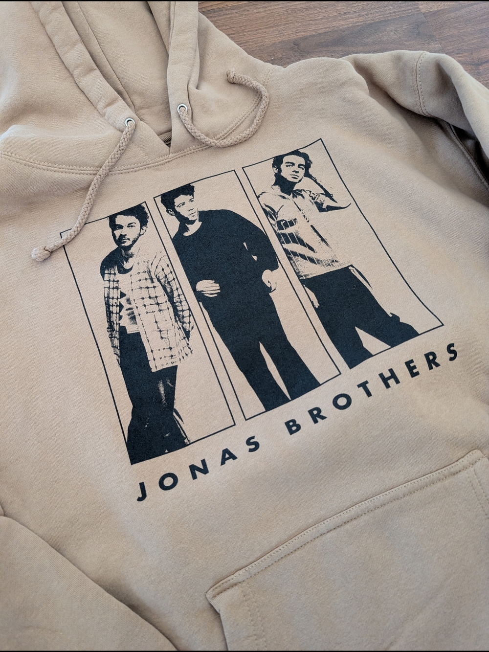 Beige Graphic Hoodie - Band Logo Pullover